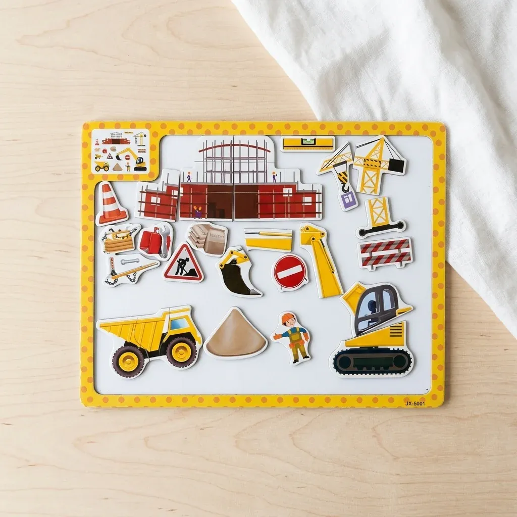 Kids Magnetic Construction Puzzle Whiteboard Set