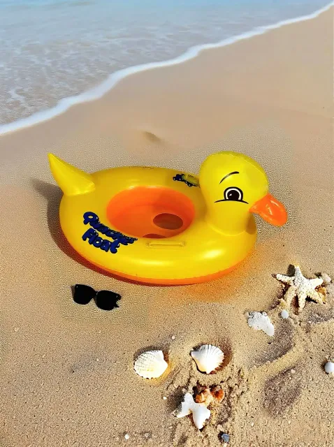 Baby Inflatable Yellow Duck Floating Ring with Handles