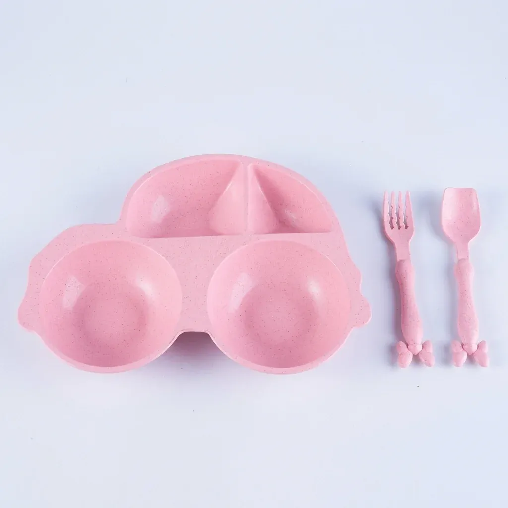 Car-Shaped Kids Bowl with Spoon and Fork Set