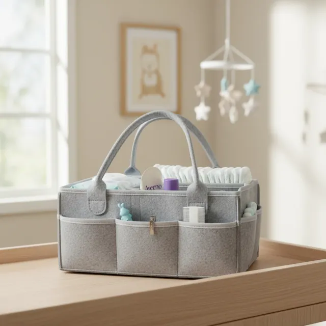 Large Portable Car Travel Custom Felt Baby Diaper Caddy Bag