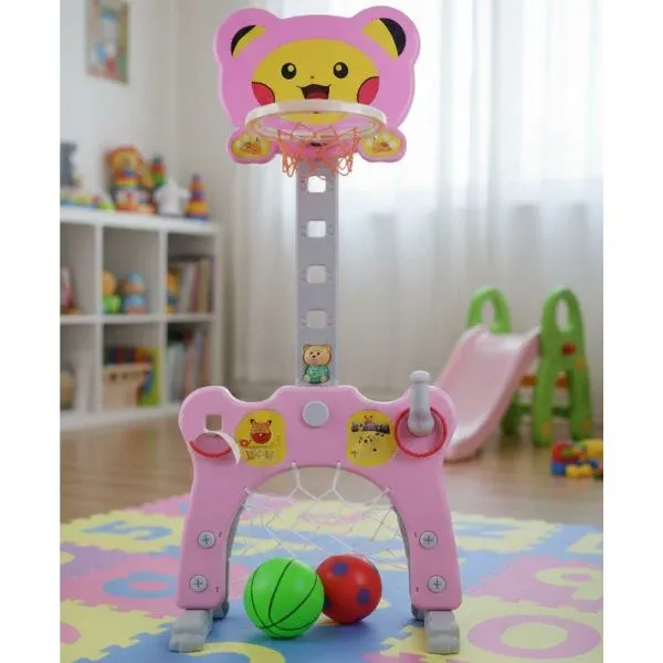 Kids Cartoon-Themed Indoor Basketball Hoop Set with Hanging Backboard